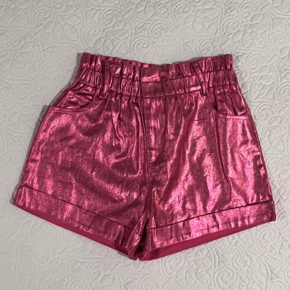 Fantastic Fawn metallic pink jean shorts
